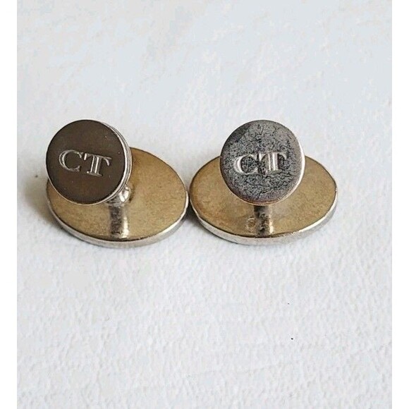 Cufflinks Genuine Charles Tyrwhitt Blue Enameled Silver-Plated Square Made in UK - Picture 5 of 6